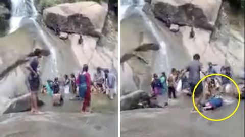VIDEO: Mujer muere en increíble accidente en cascada