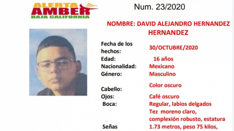Activan Alerta Amber por menor, David Alejandro Hernández Hernández