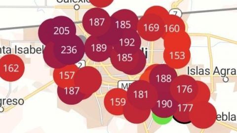 Semáforo púrpura por contaminación en Mexicali