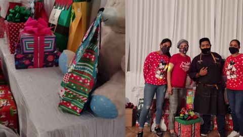 Niños de casa hogar reciben regalos y cena de Navidad