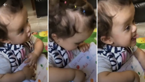 Bebé enseña a su muñeca a hablar inglés; tierno video se hace viral