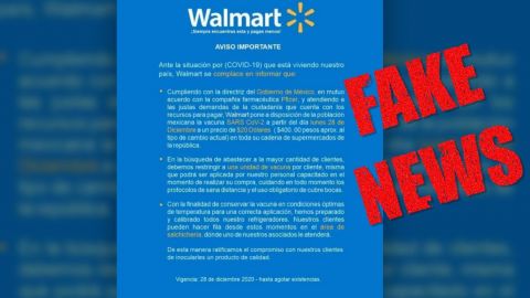 Walmart desmiente noticia falsa sobre venta de vacuna de Covid
