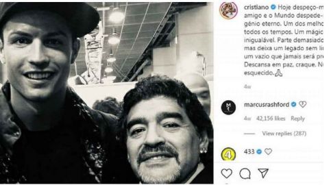 CR7 con Maradona entre las fotografías más comentadas en Instagram en el 2020