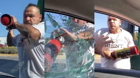 VIDEO: Le reclama a camionero por tirar basura y le revienta el cristal del auto