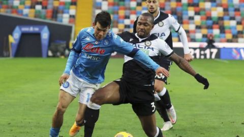 Napoli gana con gol de último minuto ante el Udinese