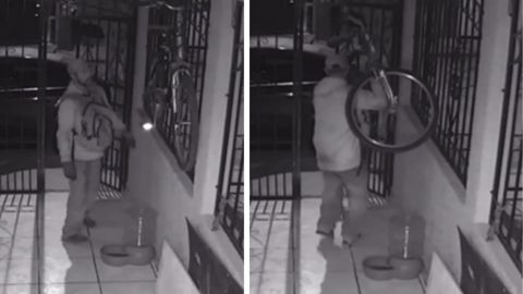 VIDEO: Sujeto 'cachado' por cámara, robándose una bicicleta en Tijuana