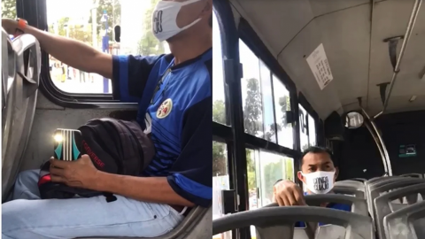 VIDEO: Acosador graba piernas a mujer en transporte de Cancún y ella lo enfrenta