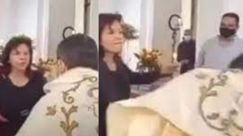 VIDEO: Mujer CACHETEA a sacerdote en plena misa de JUEVES SANTO
