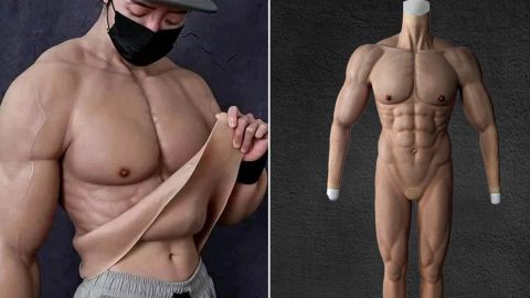 Crean traje que hace parecer a los hombres musculosos y causa sensación en China