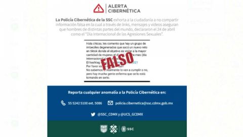SSC alerta sobre fake news del 'Día Internacional de las Agreresiones Sexuales'
