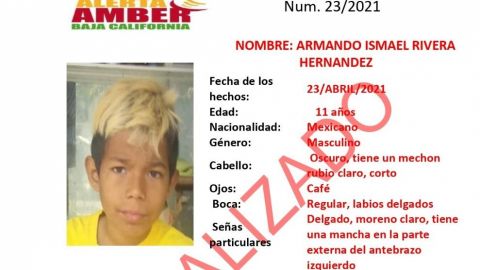 Se cancela Alerta Amber de Armando Ismael Rivera Hernández