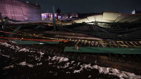 Techo que cubre Templo Mayor se derrumba ante fuertes lluvias en CDMX