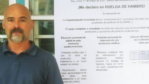 Profesor inicia huelga de hambre como protesta por falta de pagos de la UNAM