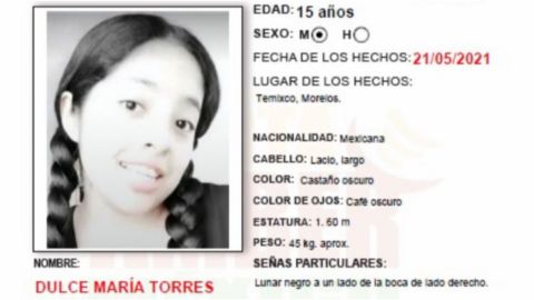 Activan Aleta Amber para localizar a Dulce María Torres Casimiro de 15 años