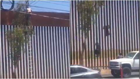 Migrante sube muro fronterizo y cae violentamente; entre Mexicali y Calexico