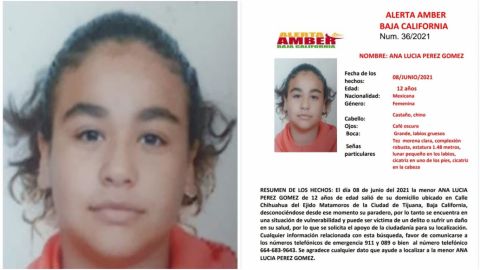 Alerta Amber: Desaparece una menor en Tijuana