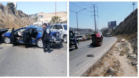 Dos automóviles involucrados en fuerte accidente en Tijuana