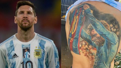 Messi le cumplió el sueño a un fanático y le firmó el tatuaje sobre su espalda