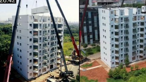 📹 VIDEO: Construyen un edificio de 10 pisos en menos de 29 horas en China