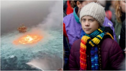 Greta Thunberg critica incendio en Sonda de Pemex