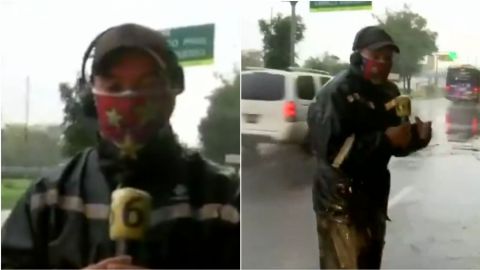 Camión empapa a reportero en plena trasmisión en vivo; video se hace viral