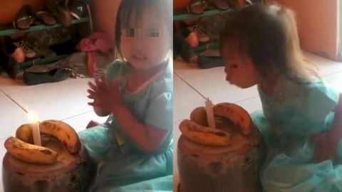 Tras no tener dinero, celebran el cumpleaños de su hija con pastel de plátanos