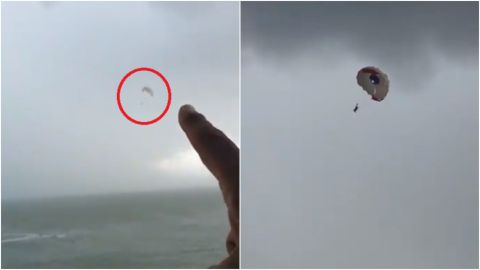 📹 VIDEO: Parachute se rompe y joven sale volando sin control en Puerto Vallarta