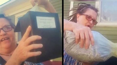 'Esto es por todo el dolor': Mujer tira las cenizas de su esposo a la basura