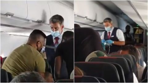 📹 VIDEO: Joven es amarrado con cinta tras intentar abrir la ventana de avión