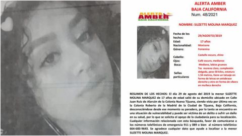 Buscan a Suzette Molina Márquez de 17 años en Tijuana