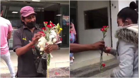 📹 VIDEO: Hombre regala flores tras haber encontrado a su hija desaparecida