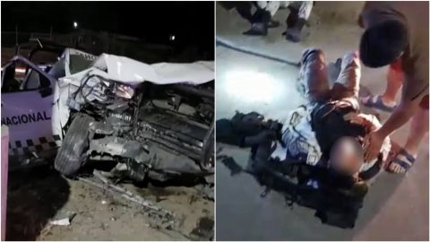 Volcadura de patrulla de la GN en Parque Industrial Pacífico; varios lesionados