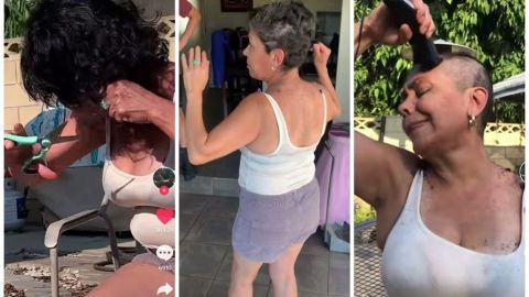'Ya no aguanto este calor'; mujer se rapa el cabello en TikTok y se hace viral