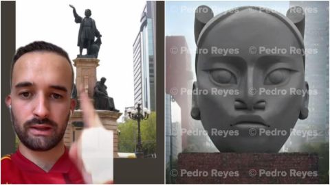 Español critica a México por quitar estatua de Colón por cabeza indígena