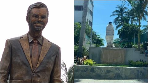 Estatua de Eugenio Derbez en Acapulco es vandalizada