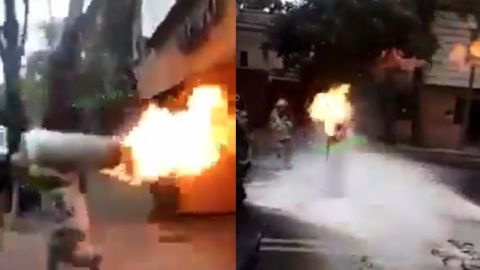 🎥 ¡Héroe! Bombero carga tanque en llamas para evitar explosión en restaurante