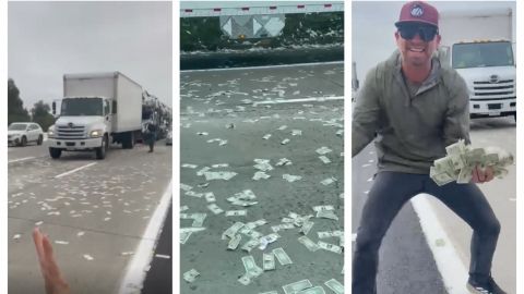 VIDEO: Camión de valores tiró millones de dólares en carretera de California