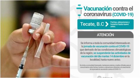 Suspenden vacunación en Tecate por mal tiempo