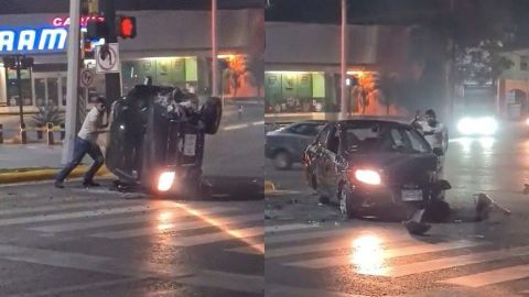 📹 VIDEO: Joven levanta su carro luego de volcarse