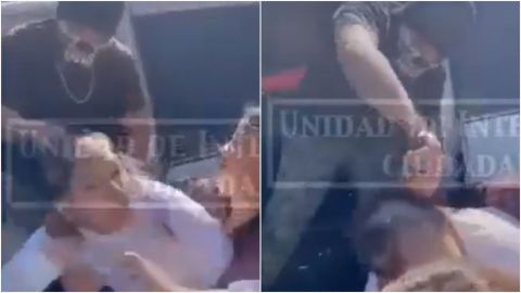 VIDEO: Presunto narco rapa a mujer por haberle tocado el claxon