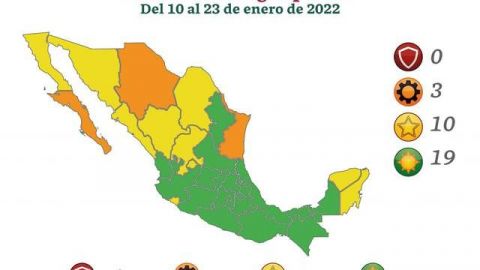 México inicia 2022 con 3 estados en naranja; BC permanece en amarillo