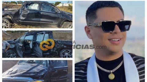 Reportan fuerte accidente automovilístico de Eduin Caz líder de Grupo Firme