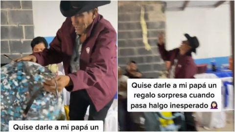 VIDEO: Tiktoker regala globo con dinero a su papá pero termina volando