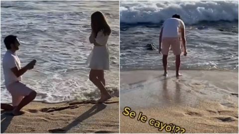 VIDEO: Hombre propone matrimonio en la playa y se le cae el anillo al mar
