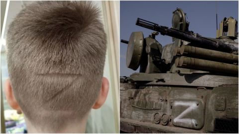 Madre 'rapa' con una 'z' a su hijo en apoyo al ejército ruso
