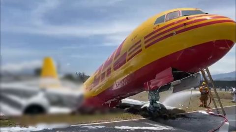 VIDEO: Así terminó avión de DHL al intentar aterrizar en aeropuerto