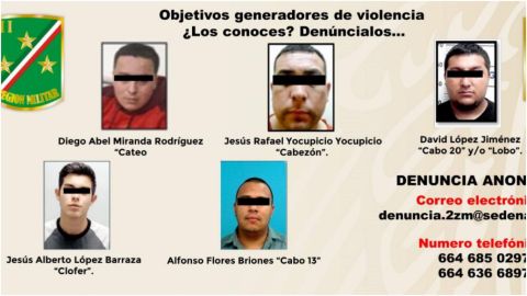 Exhibe Ejército rostros y apodos de quienes ‘siembran’ terror en Tijuana