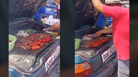 VIDEO: Amigos usan cajuela de su auto para hacer la carnita asada