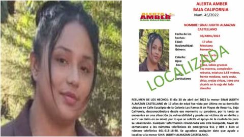 Cancelan Alerta Amber por Sinaí Almazán, ya fue encontrada con vida