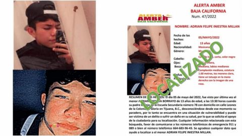 Localizan a menor de 13 años que estaba desaparecido en Tijuana